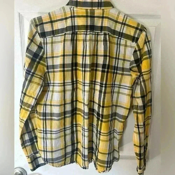 Lauren Jeans Co. Ralph Lauren Button Down Shirt Yellow Plaid size medium. - Picture 5 of 9